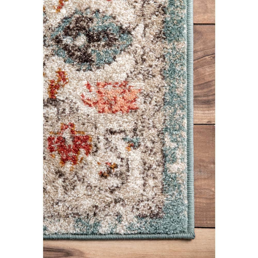 Nuloom Lenore Floral & Paisley 7 Square Indoor Area Rug for Living Room Bedroom Dining Room Kitchen, Beige/Multicolor