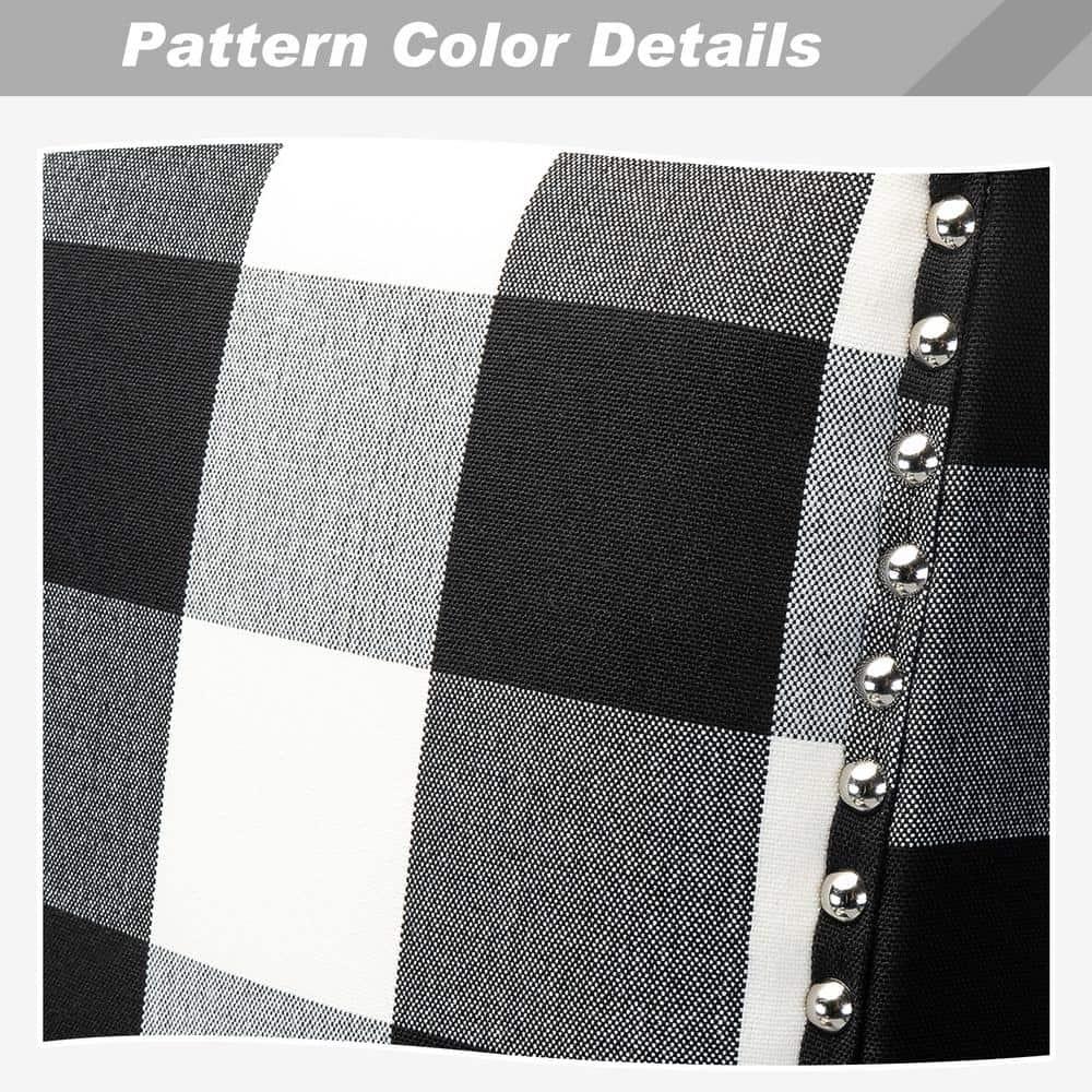 Upholstery Armchair Accent Chair Sofa Couch Wood Legs Nailhead Trim Home Living Room Bedroom Plaid White Black