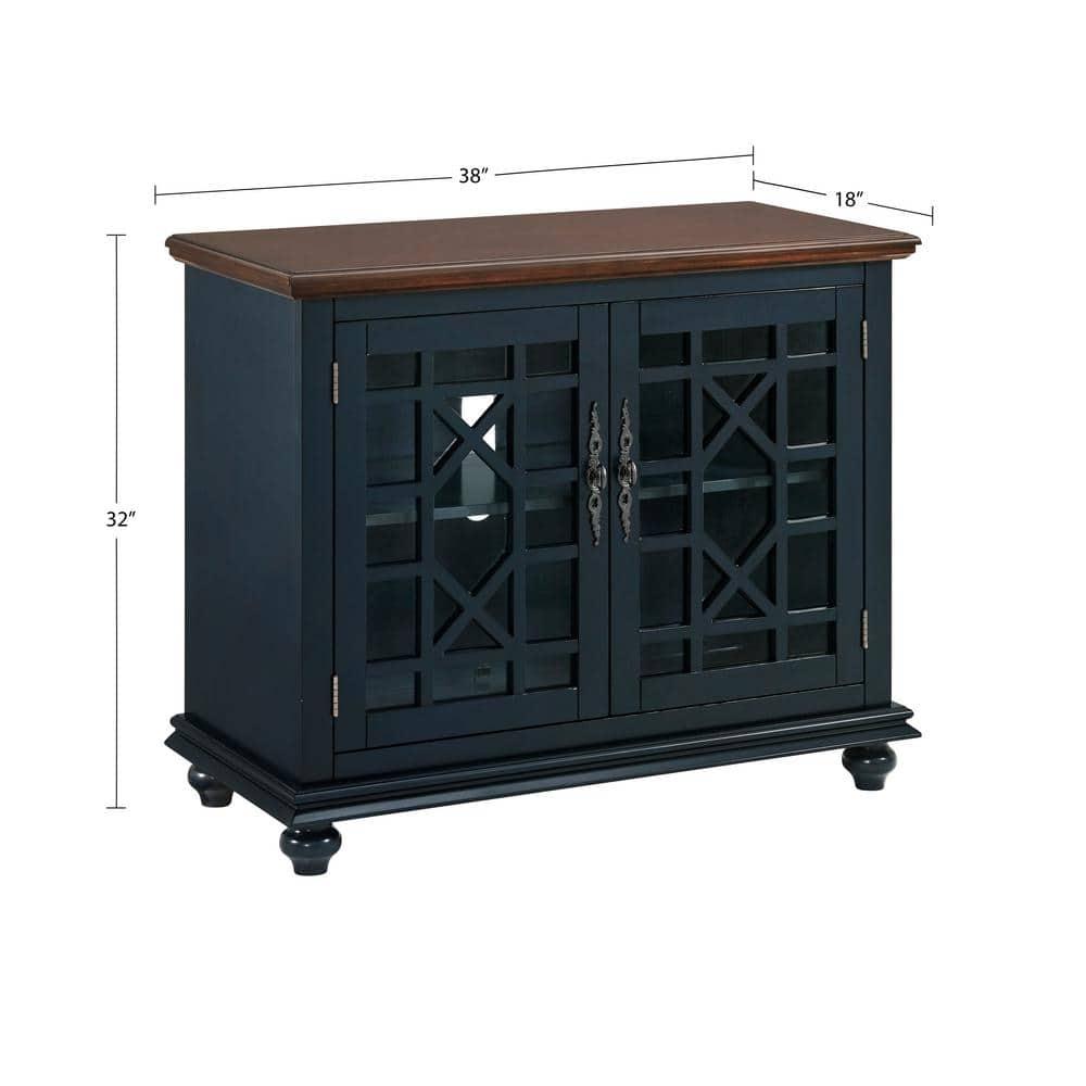 Martin Svensson Home Elegant Small Spaces TV Stand Blue with Coffee Walnut Top