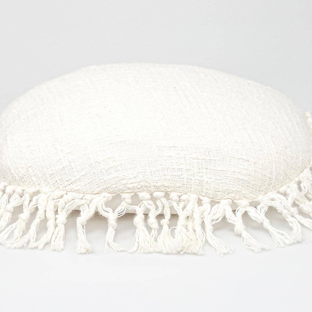 Parkland Collection Transitional Solid White Round 18" X 18" Pillow