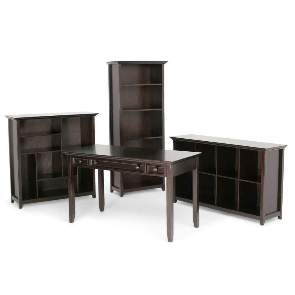 Simpli Home Amherst 30"W Solid Wood 5 Shelf Bookcase with Adjustable Shelves