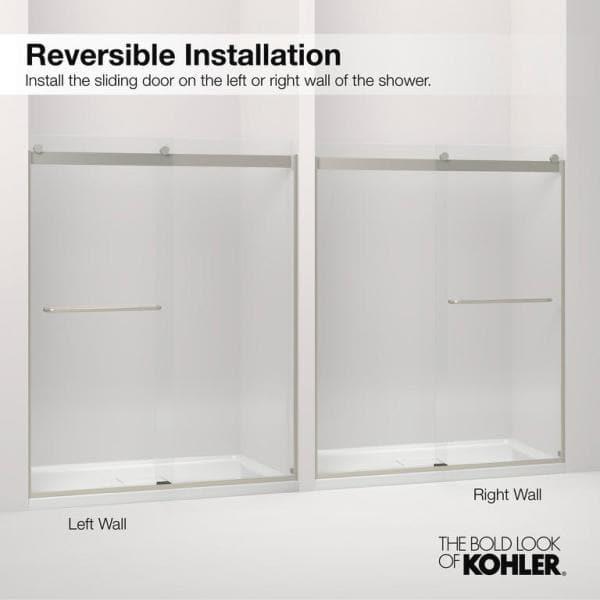Elate Sliding Shower Door, 70-1/2-In H X 56-1/4 - 59-5/8-In W, With 1/4-In Thick Crystal Clear Glass
