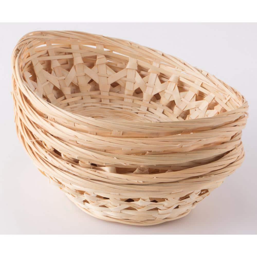 Vintiquewise Set of 5 Natural Bamboo Oval Storage Bread Basket Storage Display Trays