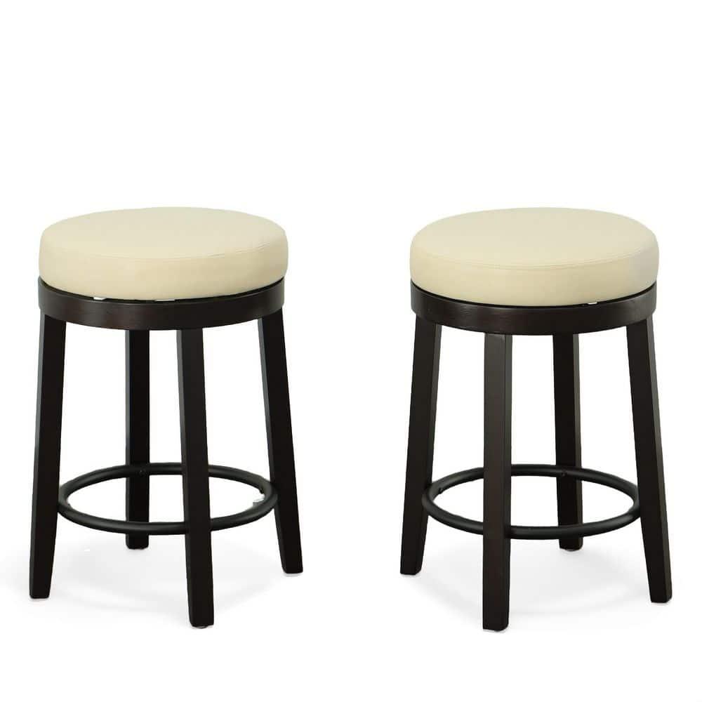 Carolina Classics Era Swivel 24" Counter Stool in Cream and Espresso (Set of 2)