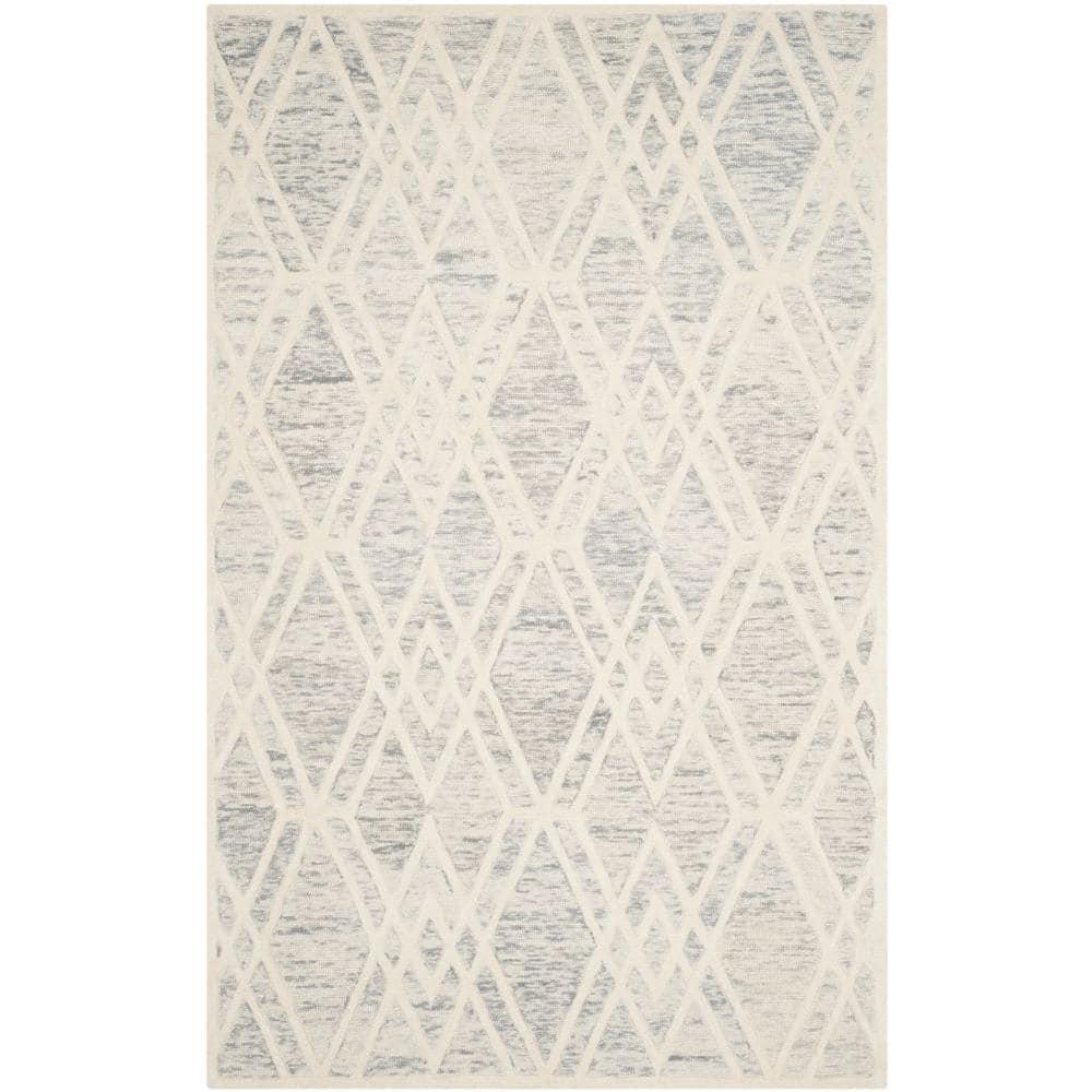 SAFAVIEH Cambridge Rordan Geometric Wool Area Rug, Grey/Ivory, 8' x 10'