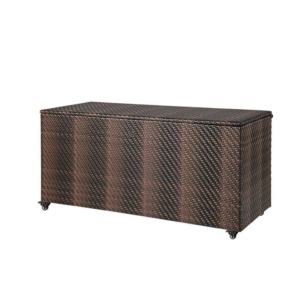 CasaCore 96 Gallon PE Wicker Outdoor Storage Box with 4 Wheels