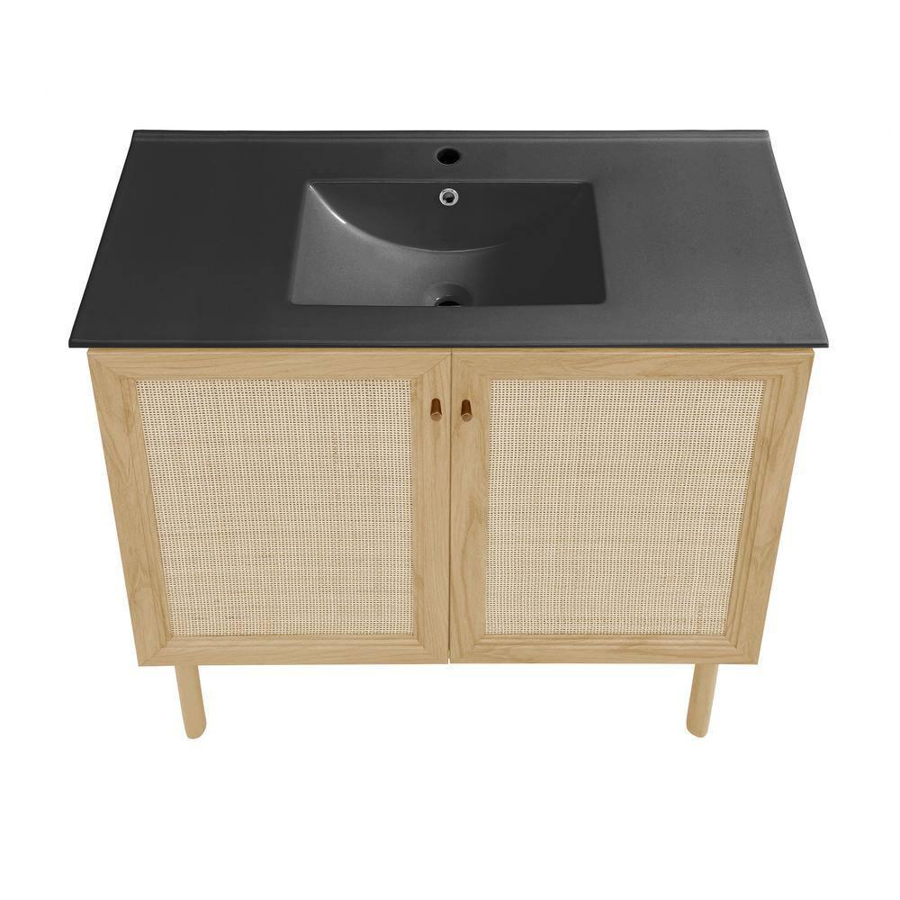 Swiss Madison Classe 36" Freestanding Bathroom Vanity In Natural Oak With 3-Hole Widespread Sink Top