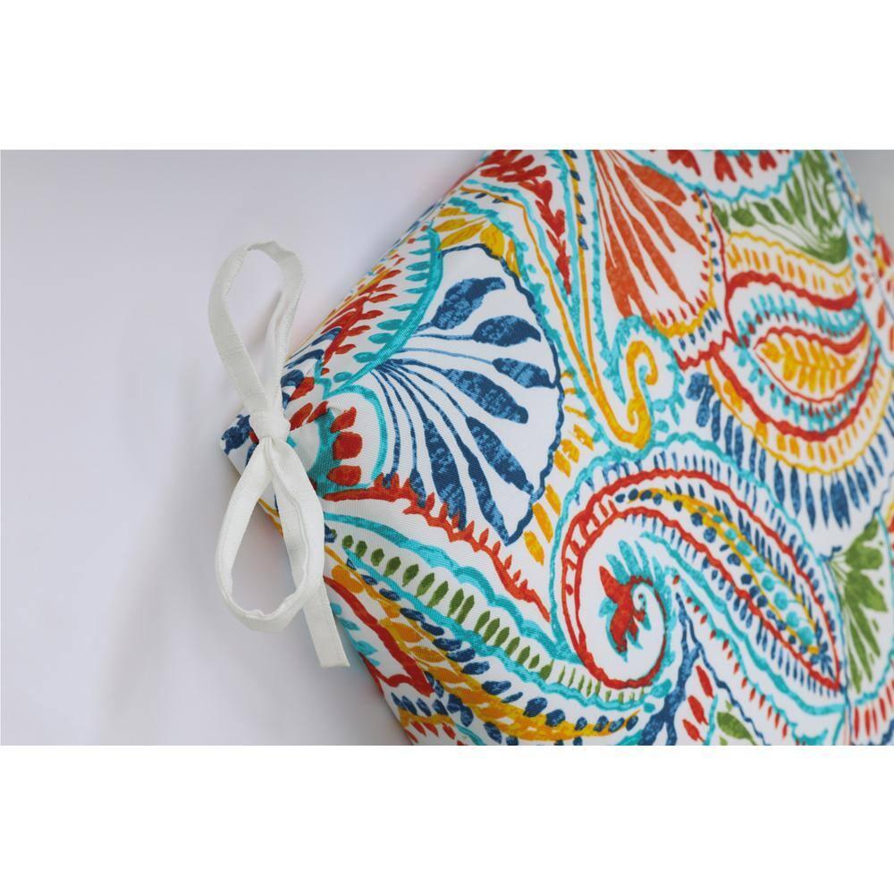 Vibrant Paisley Multi-Color Polyester Outdoor Chaise Lounge Cushion