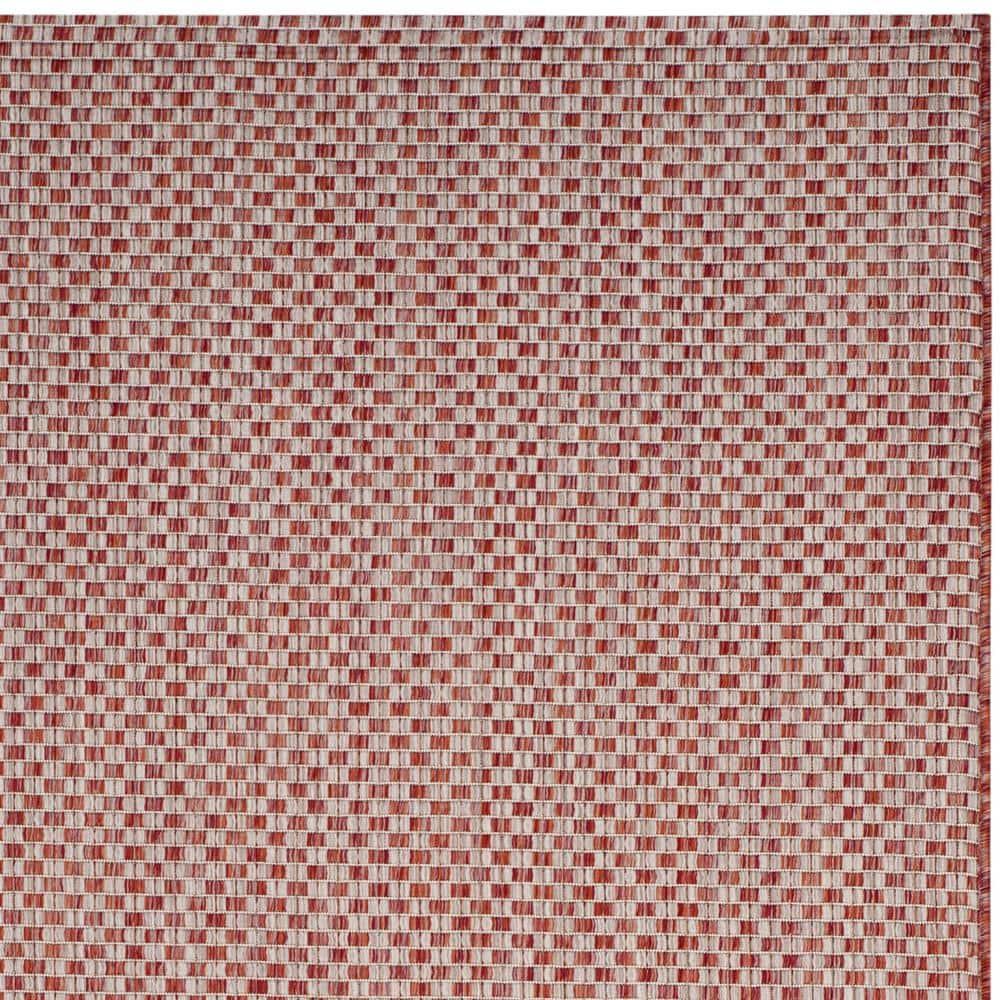 SAFAVIEH Courtyard Blair Geometric Indoor/Outdoor Area Rug, 4' x 5'7", Rust/Light Grey