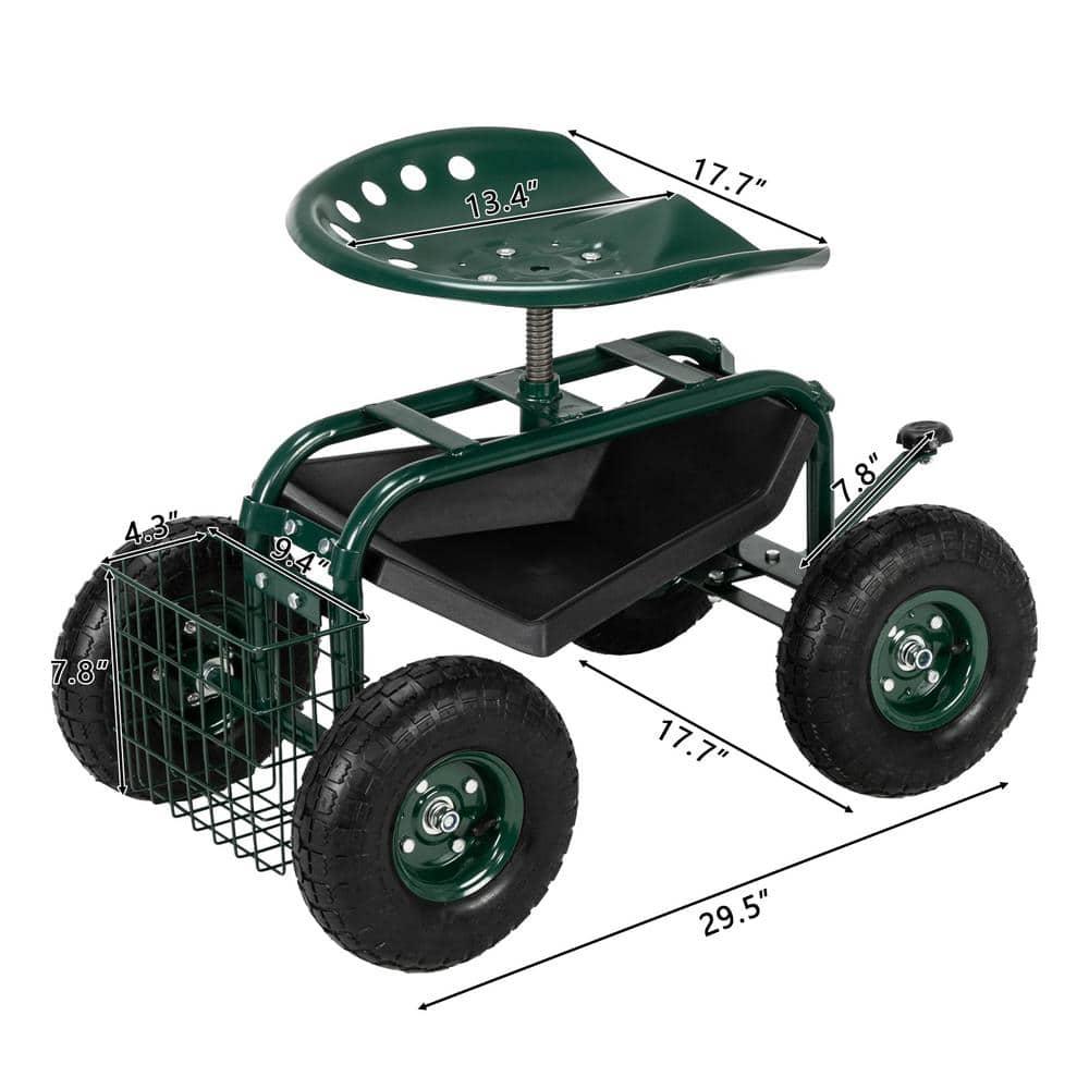 Spaco 4-Wheel Rolling Garden Cart Work Seat, Wagons Carts, Carts with Wheels, Utility Cart
