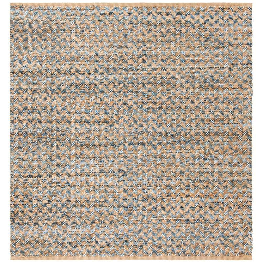 Cape Cod CAP305 Hand Woven Area Rug - Blue/Natural - 4'x4' - Safavieh.