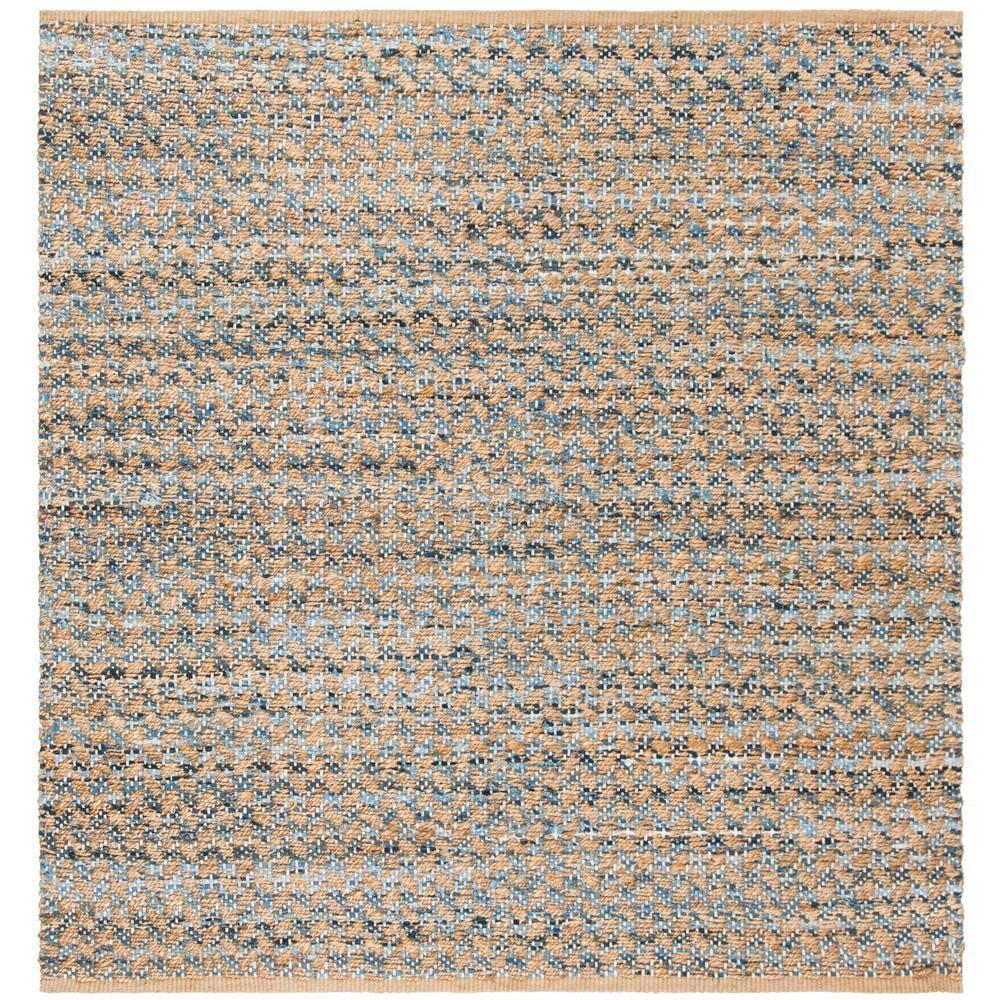 Cape Cod CAP352 Hand Woven Area Rug - Natural/Blue - 8'x8' - Safavieh.