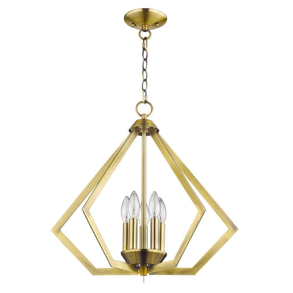 Livex Lighting Prism 5 - Light Chandelier in  Antique Brass