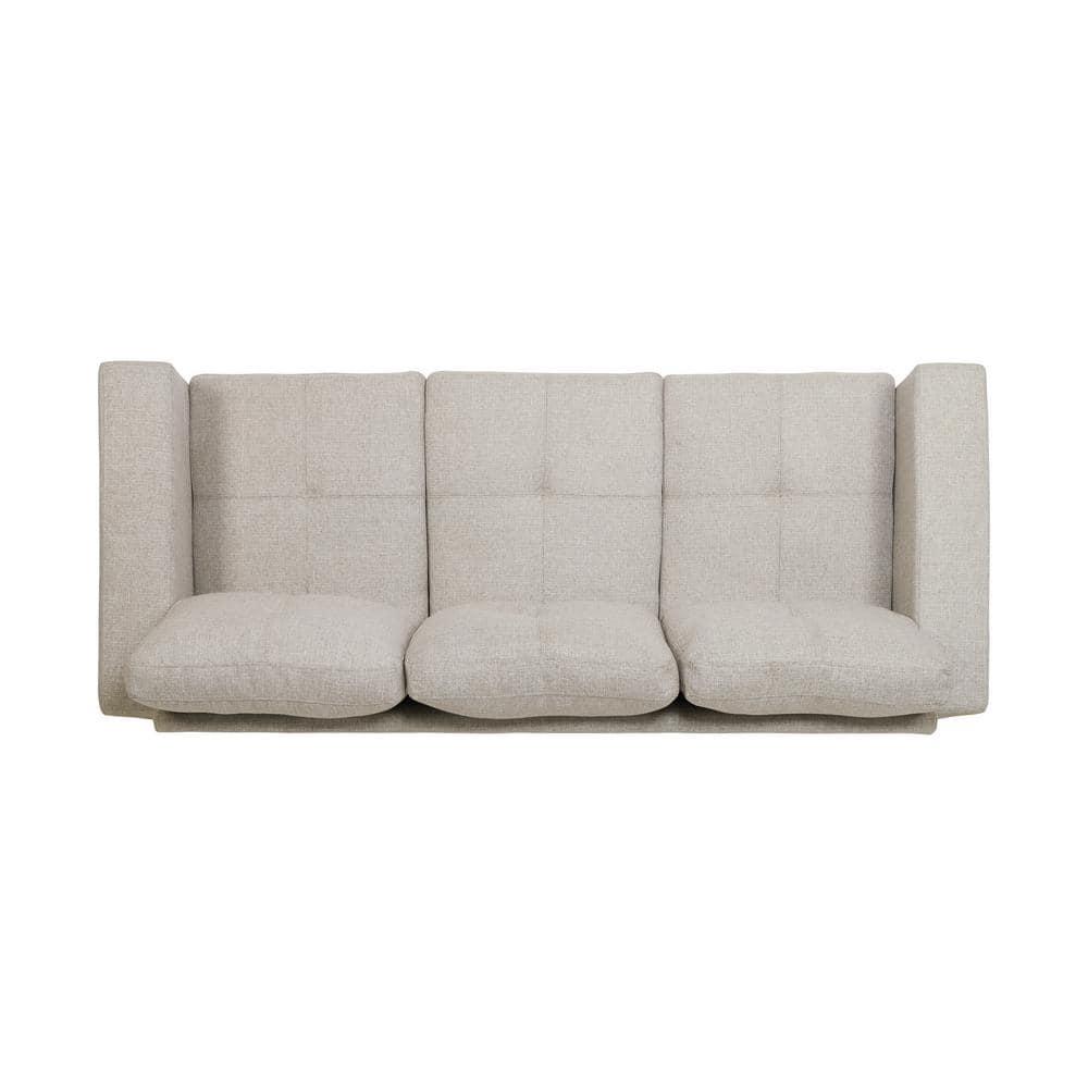 Noble House Laranne 3 Seater Tufted Fabric Sofa, Beige, Dark Brown