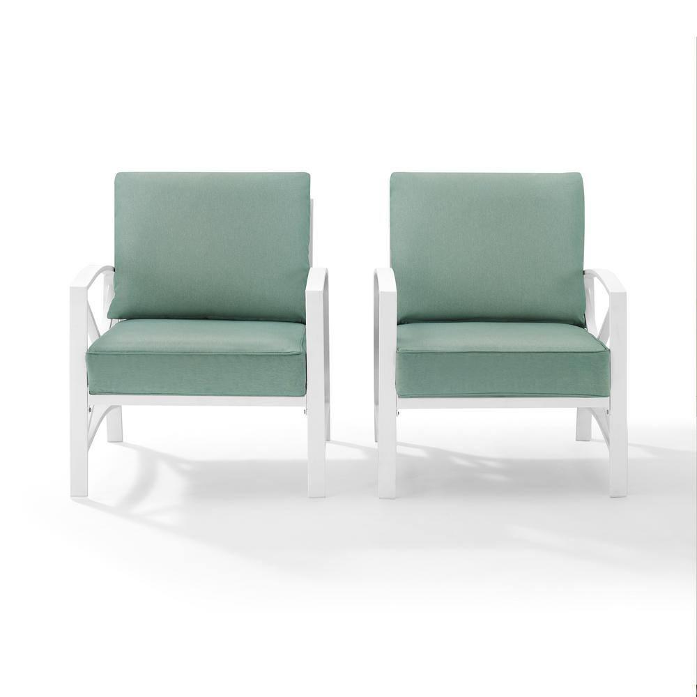 2pk Kaplan Outdoor Steel Arm Chairs Mist/White - Crosley