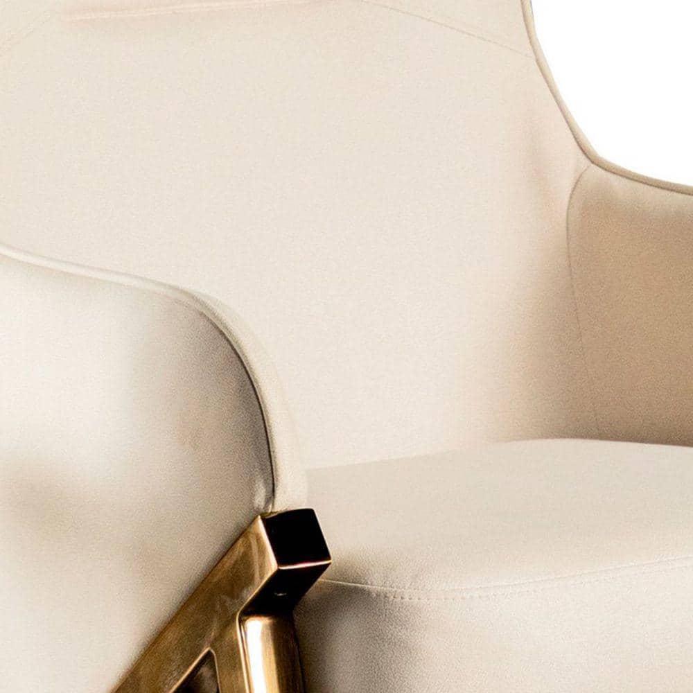 Arlo 33 Inch Accent Chair Contoured Wingback Beige Vegan Leather - Saltoro Sherpi