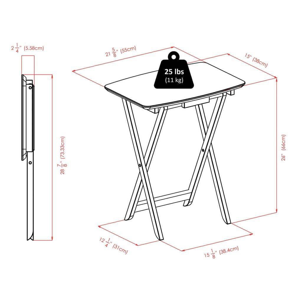 2pc Darlene Snack Table Set Walnut - Winsome: Portable, No Assembly Required, Space-Saving Design