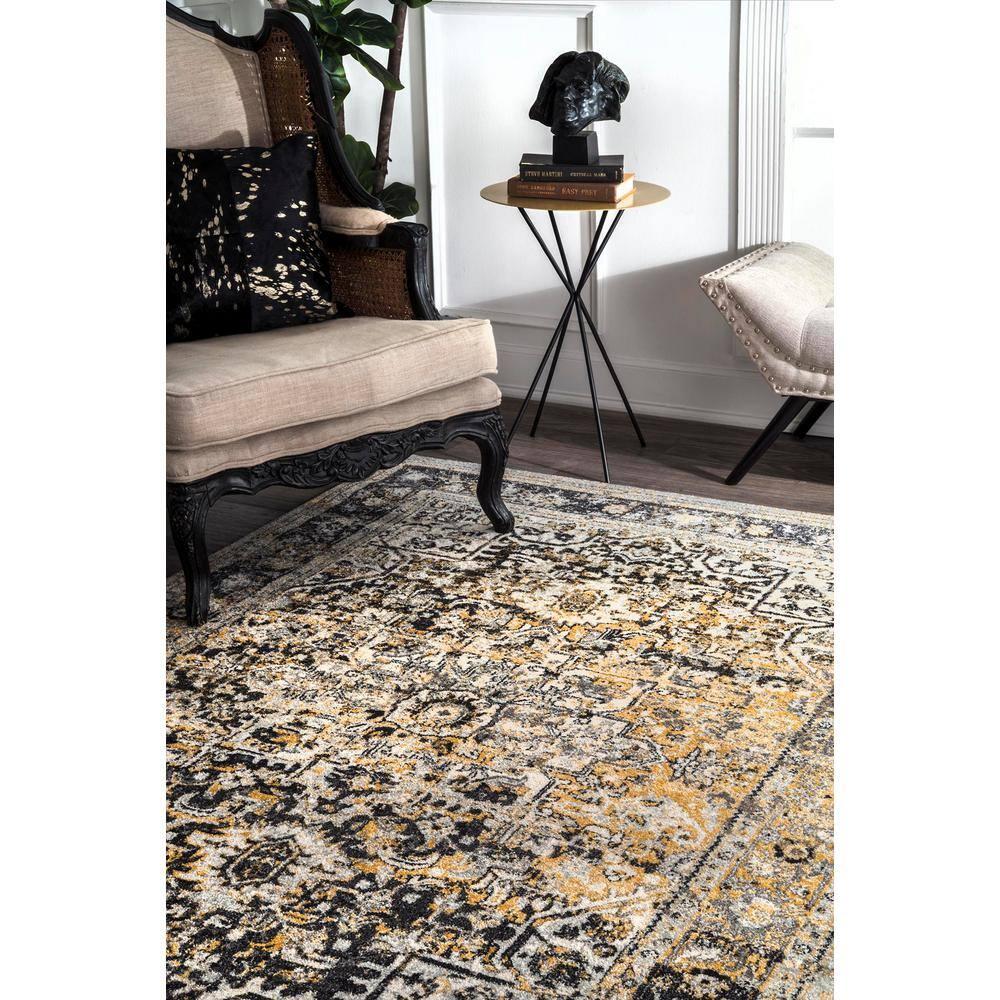 Nuloom Lilah Oriental/Persian 10x14 Indoor Area Rug for Living Room Bedroom Dining Room Kitchen, Gold/Multicolor