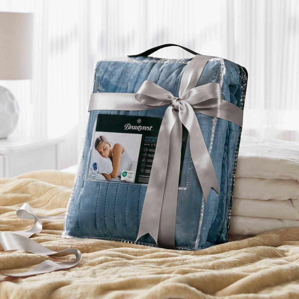 Beautyrest Microlight to Berber Elect Electric Blanket with Two 20 Heat Level Setting Controllers, 60x70, Teal