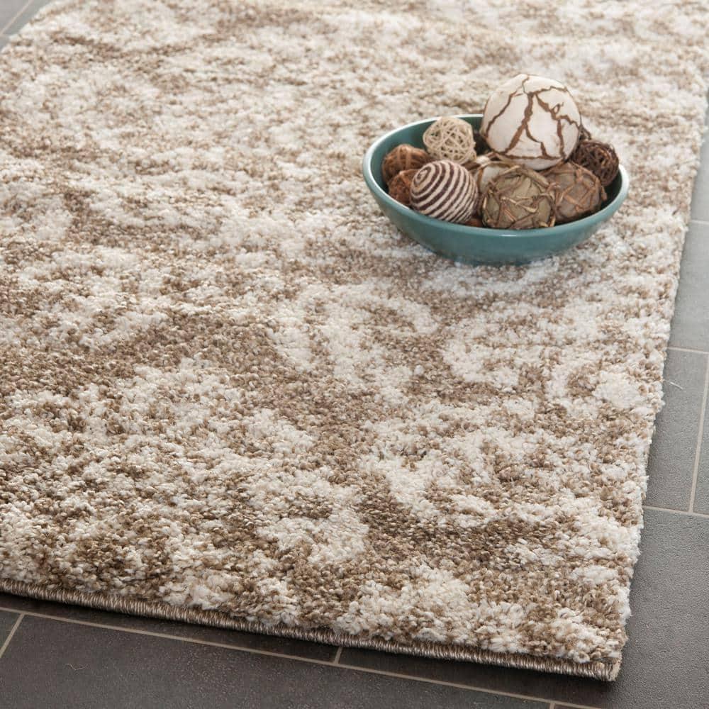 Florida Shag SG460 Power Loomed Indoor Runner Rug - Beige/Cream - 2'3"x11' - Safavieh