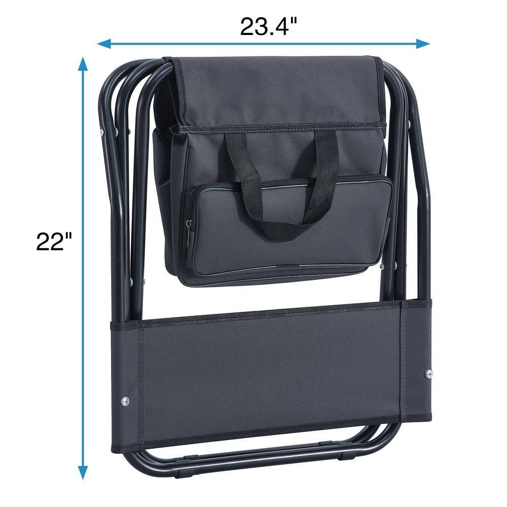 4-Pieces Grey Folding Outdoor Chair with Storage Bag for indoor, Outdoor Camping, Picnics and Fishing