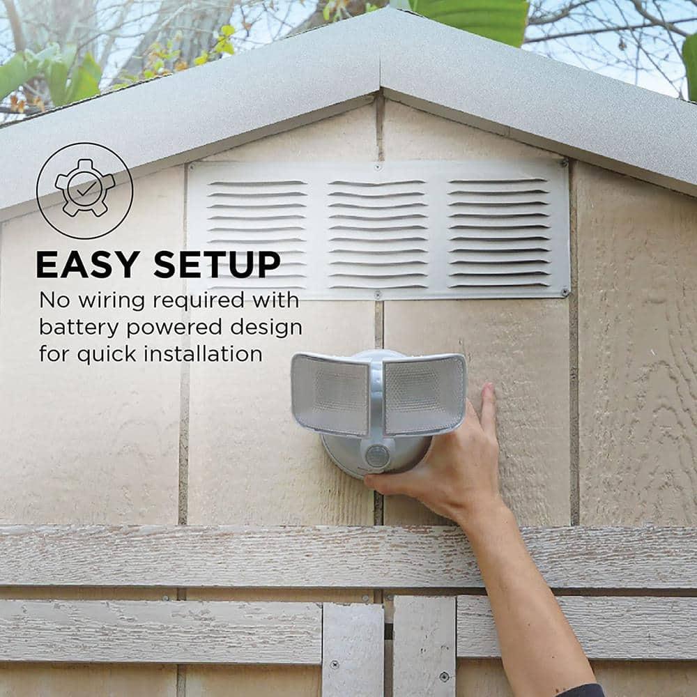 Home Zone Security 2 - Head LED Battery Powered Outdoor Security Flood Light with Motion Sensor