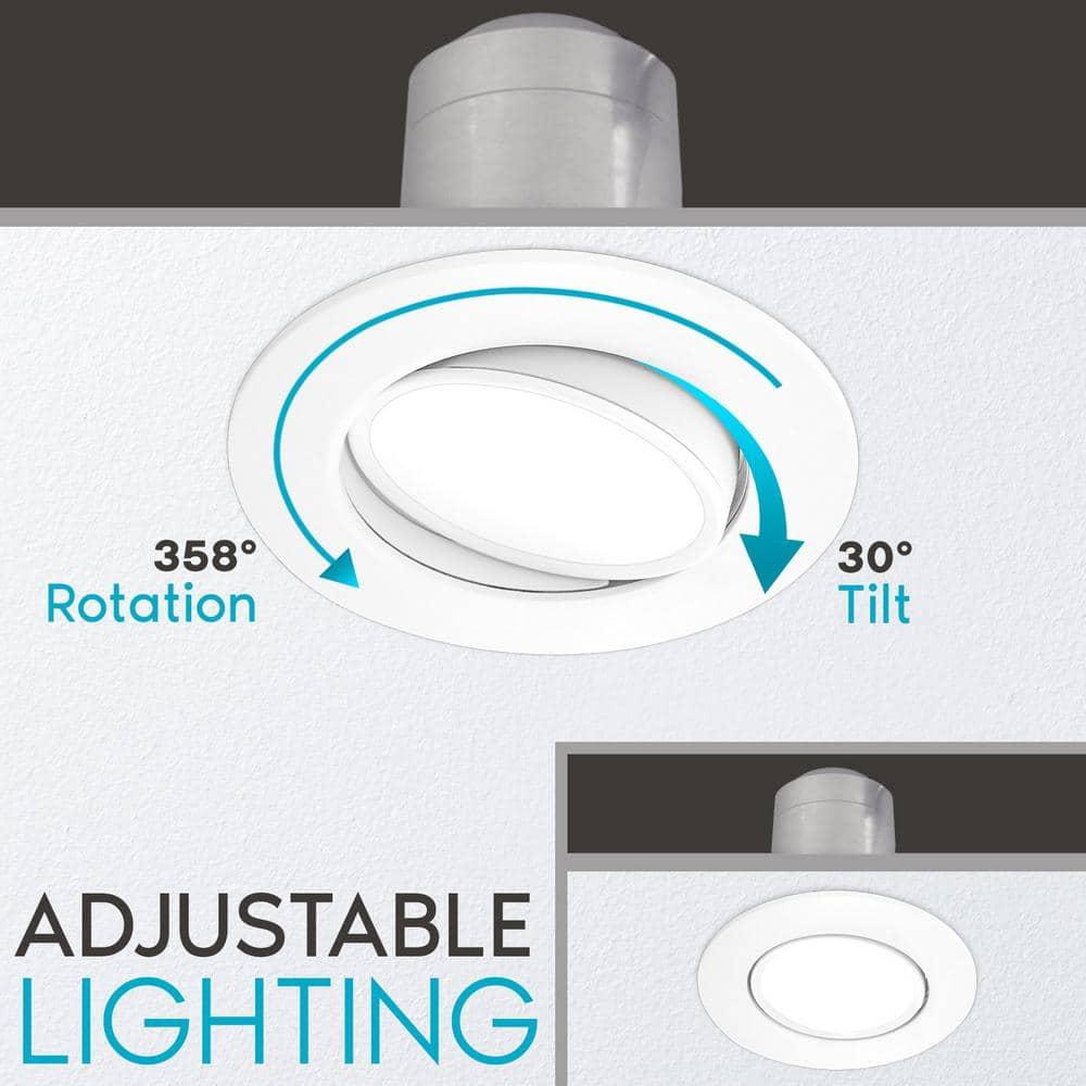 Luxrite 4" Selectable CCT Remodel IC Gimbal LED Retrofit Recessed Lighting Kit LR23233-12PK