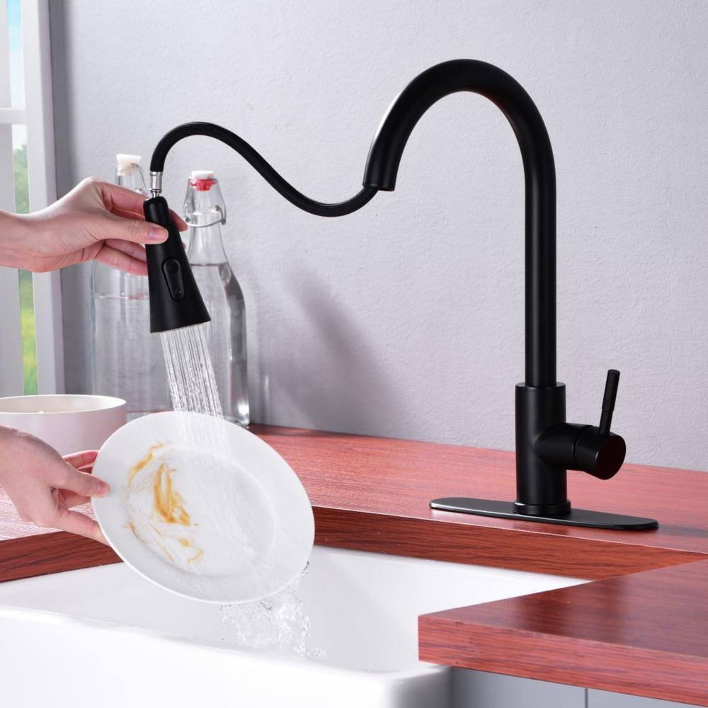 Matte Black Kitchen Faucets with Pull Down Sprayer, Kitchen Sink Faucet with Pull Out Sprayer - Effortlessly Achieve Efficient Kitchen Cleaning
