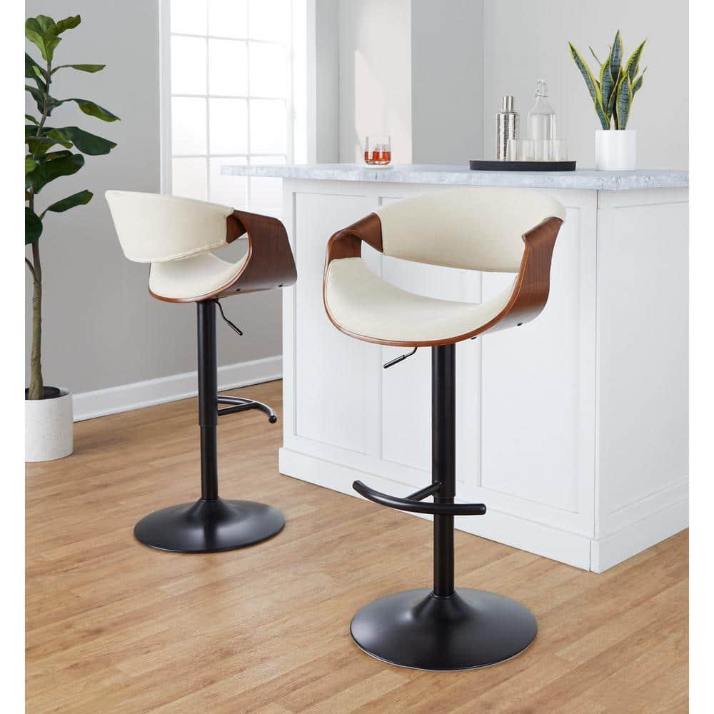 Swivel Upholstered Adjustable Height Counter Stool with Metal Frame