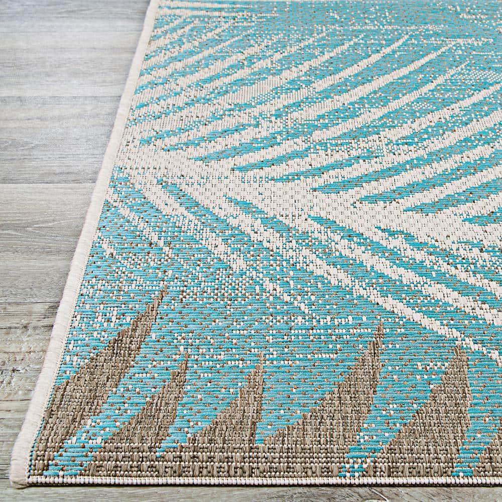 Couristan 5.25' x 7.5' Monaco Tropical Palms Indoor/Outdoor Area Rug Aqua