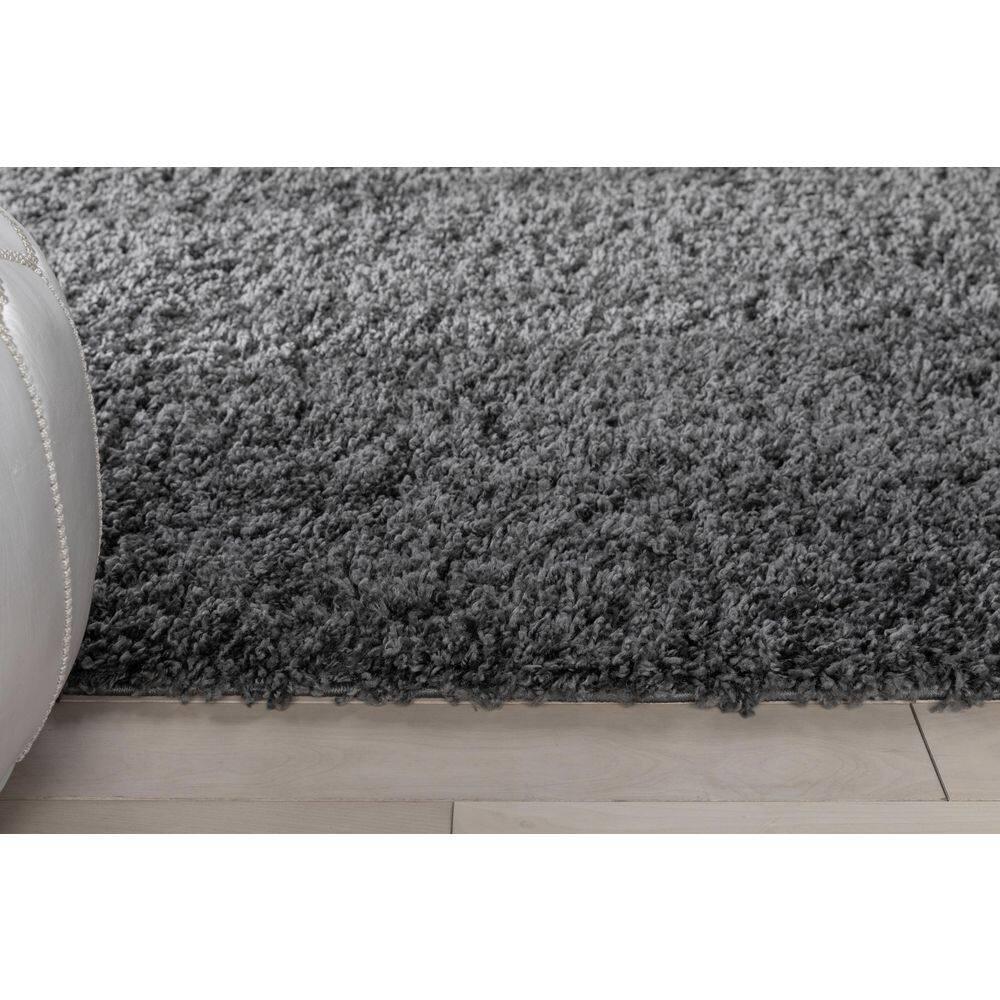 Well Woven Elle Basics Emerson Shag Textured 5'3" x 7'3" Dark Grey Area Rug