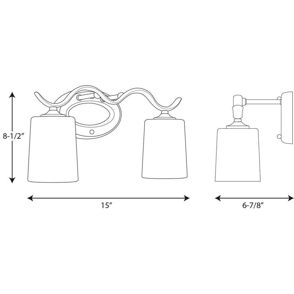Progress Lighting, Inspire Collection, 2-Light Wall Sconce, Polished Chrome, Etched Glass Shades