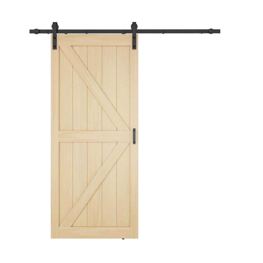 ANZZI ANZZI Heavy Duty Sturdy Wood Single Sliding Barn Door - Solid Core MDF And PVC - Knockdown Design - Hardware Included - Space-Saving Solution