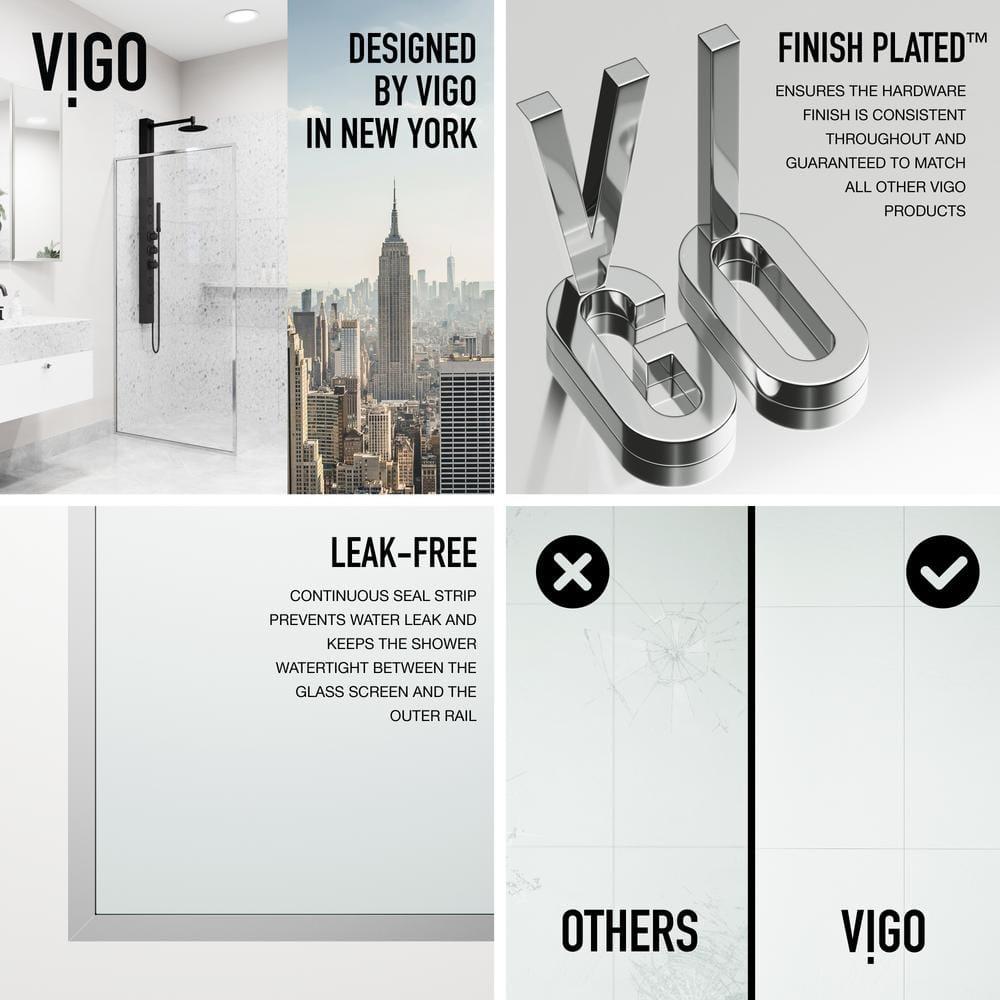 Meridian 34" W x 74" H Fixed Framed Shower Screen with 3/8" Glass