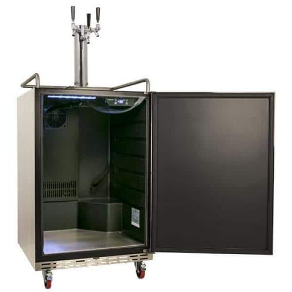 EdgeStar EdgeStar Outdoor Party 6.62 Cubic Feet Silver Outdoor Triple Tap Freestanding Kegerator with Door Lock and Adjustable Temperature
