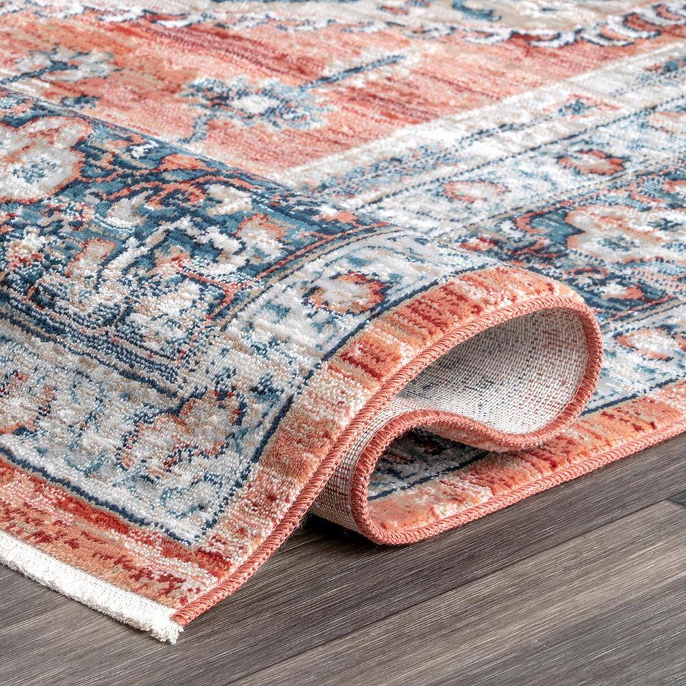 Nuloom Zara Medallion 4x6 Indoor Area Rug for Living Room Bedroom Dining Room Kitchen, Rust/Blue