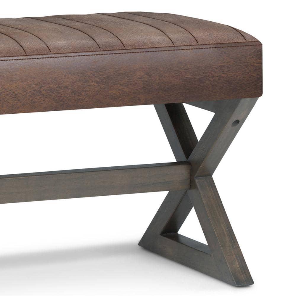 Salinger 48" Chestnut Brown Faux Leather Ottoman Bench