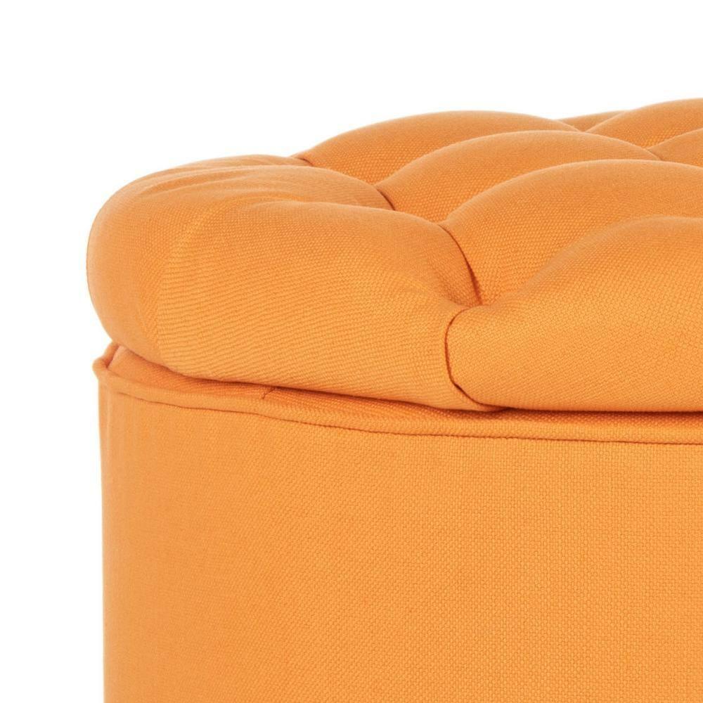 Amiela Tuffted Storage Ottoman - Tangerine - Safavieh