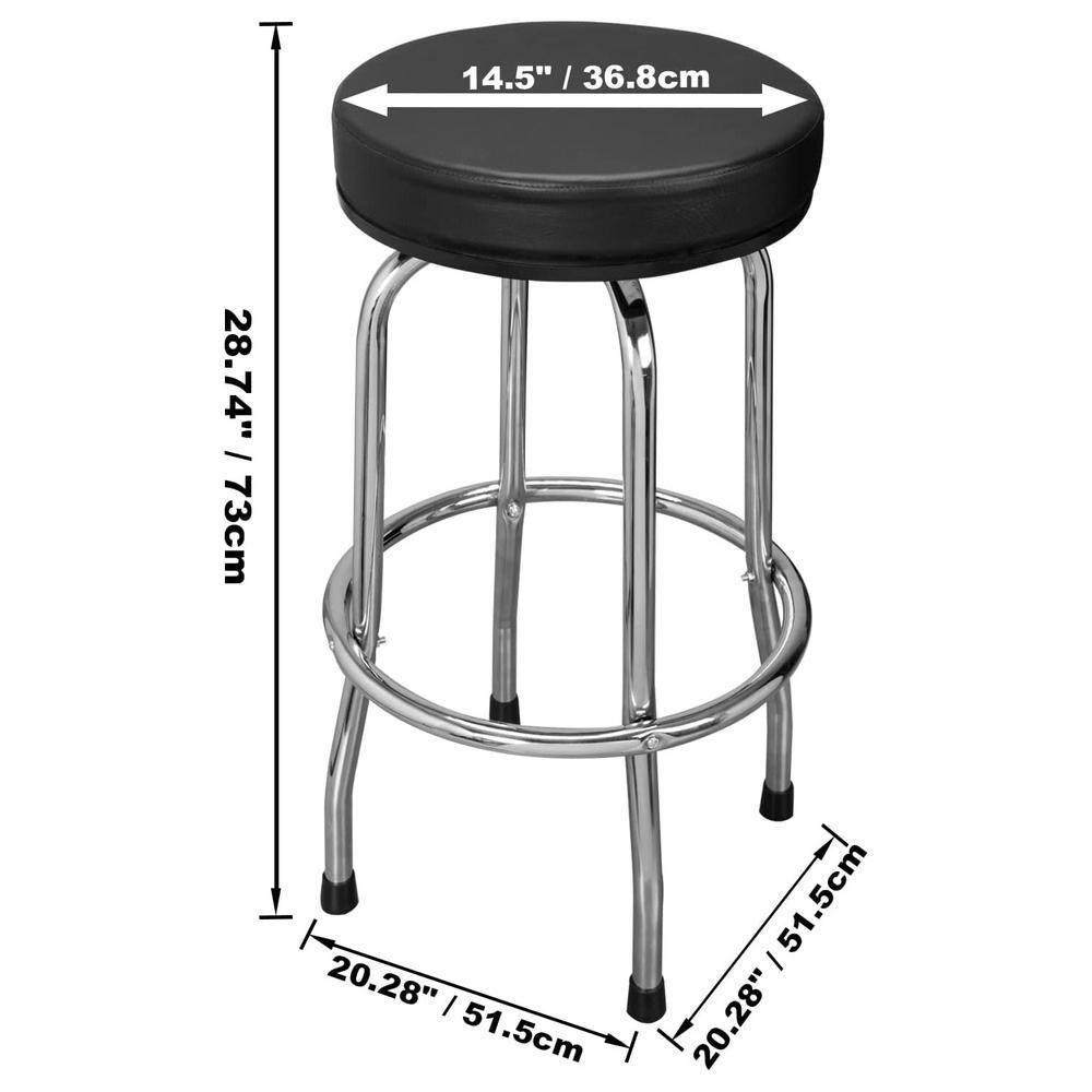 Torin Swivel Bar Stool: Padded Garage/Shop Seat with Chrome Plated Legs, 28.74 Inch Height,Black,W6185-B