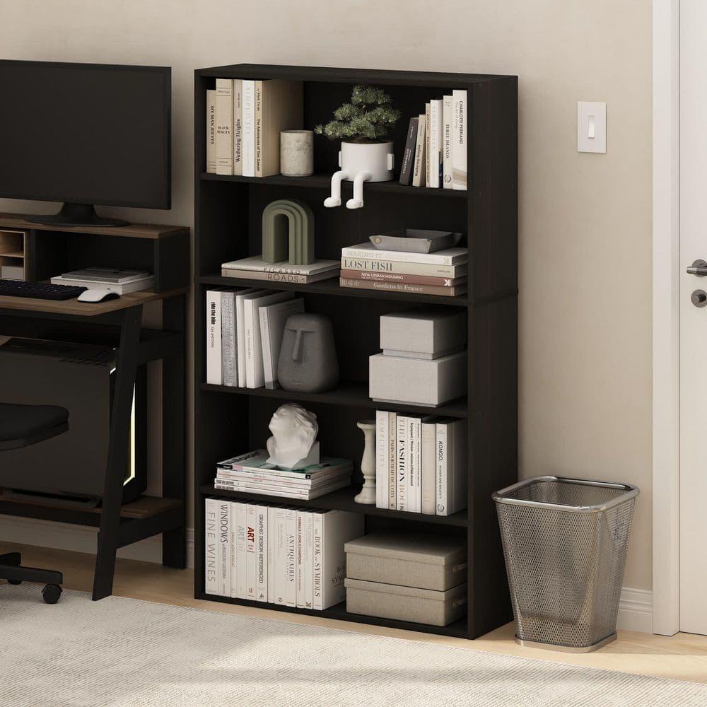 Furinno Pasir 5-Tier Open Shelf Bookcase, Bookshelf, 31.5 Inch Wide, Espresso