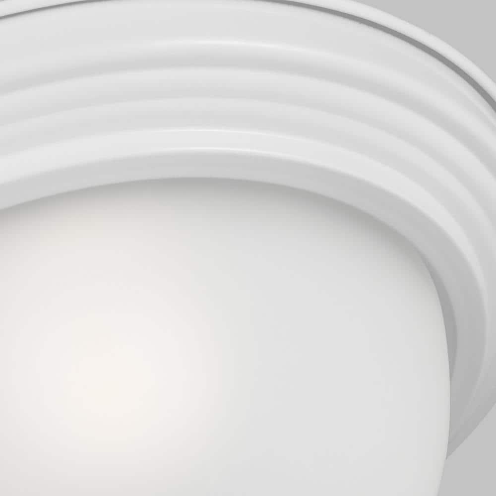 Geary 10.5 in. 1-Light White Ceiling Flush Mount with Satin Etched Glass