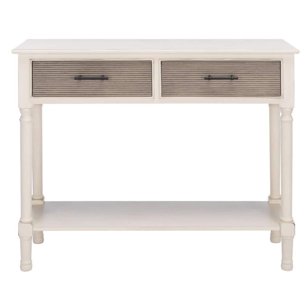 Ryder 2 Drawer Console Table - Distressed White/Greige - Safavieh