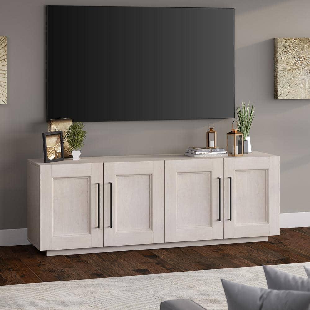 Evelyn&Zoe Easy Assemble Television Stand, Wood White, 15.50 x 68.00 x 24.00 Inches, 102.55 lb