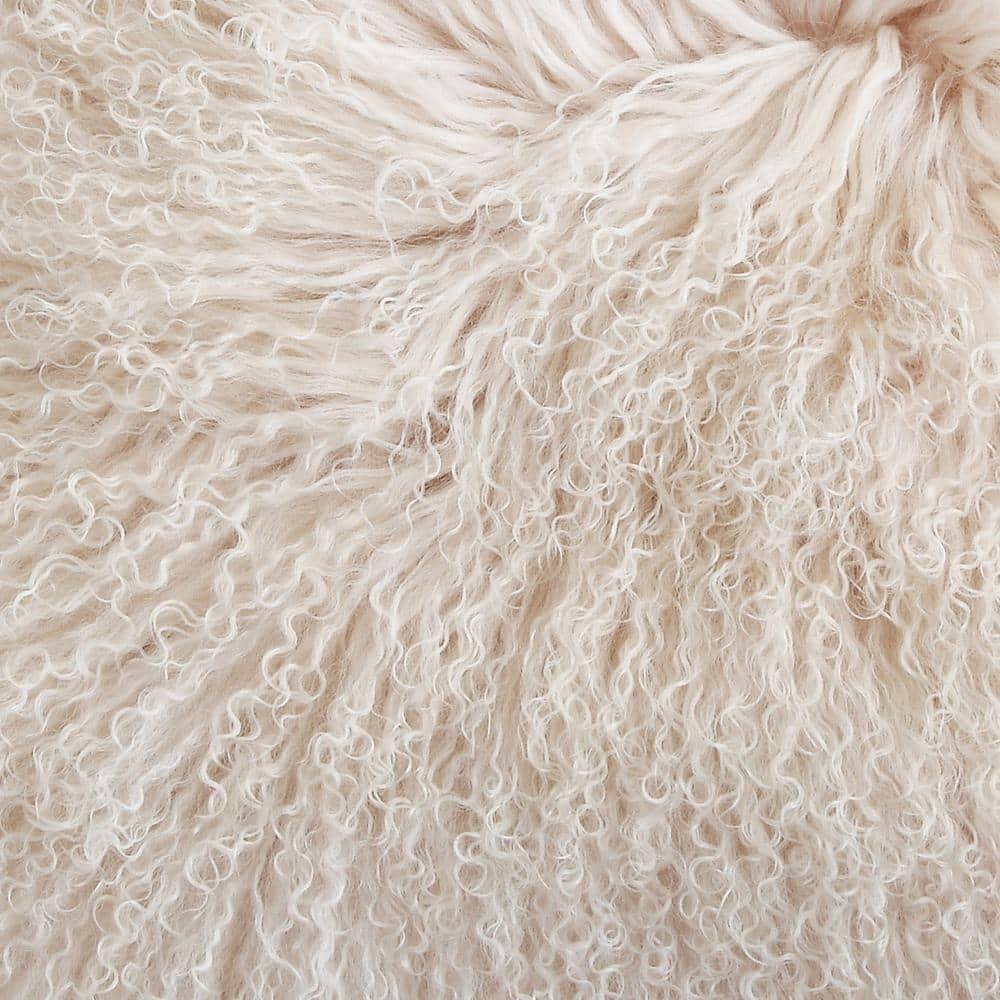 Creative Co-Op Mongolian Lamb Fur Pillow, Cream