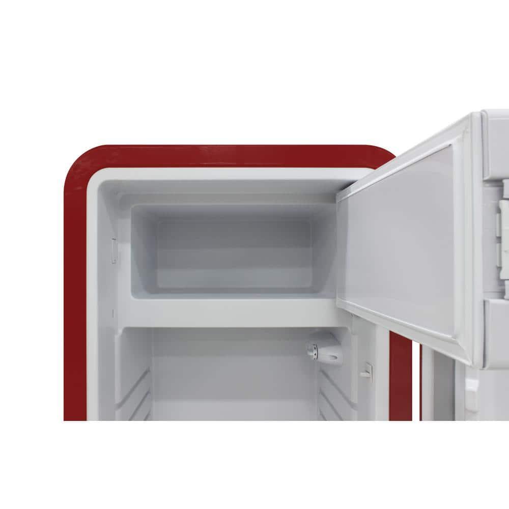 Brama 9.2 Cu.Ft. Retro Red Top-Freezer Refrigerator with Solid Steel Door