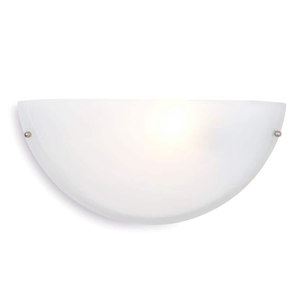 Yosemite Home Decor 1371-1MC Glacier Point Half-Moon One-Light Wall Sconce Light, Ivory Cloud Glass Shade