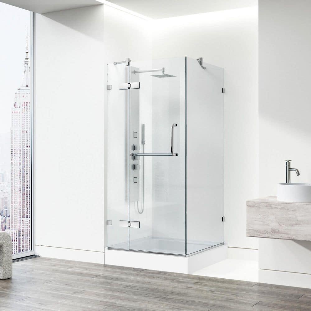 Monteray 36" W x 36" D x 79" H Hinged Frameless Shower Enclosure with 3/8Clear Glass&Base