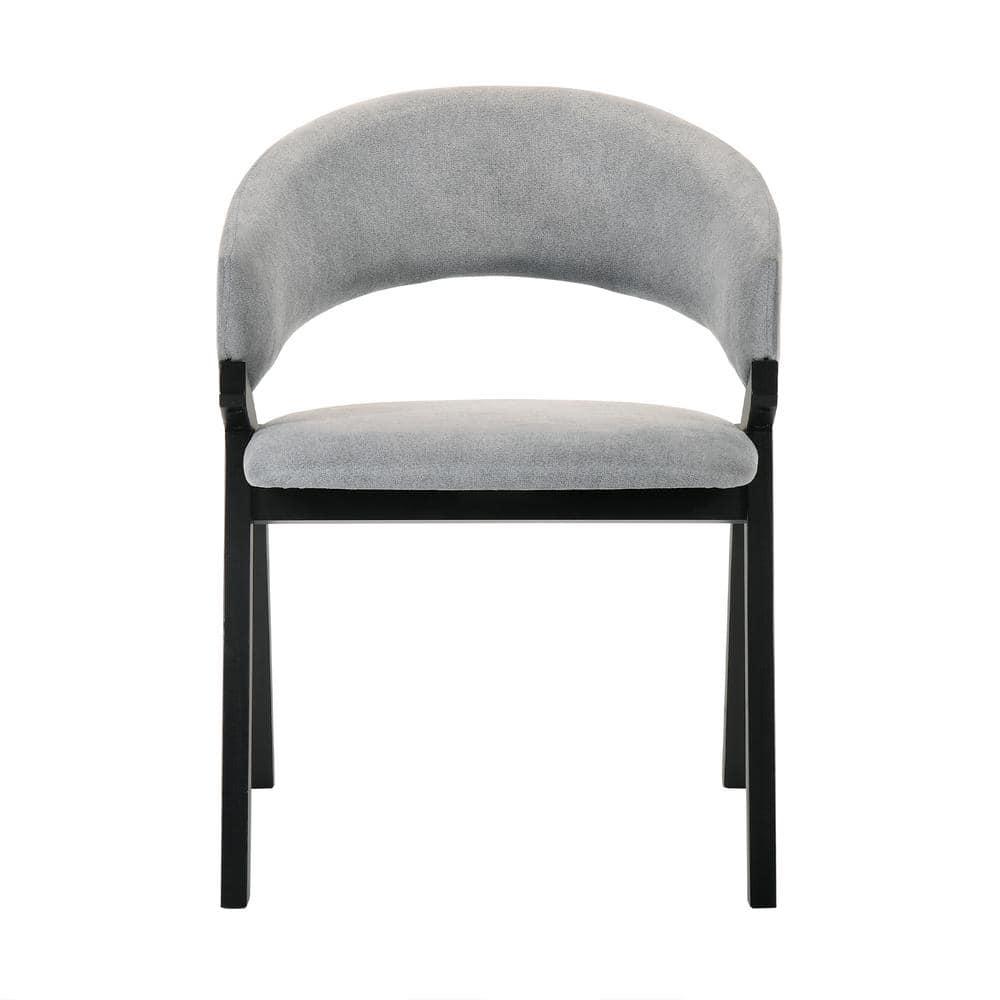 Armen Living Talulah 19" Wood Dining Side Chairs in Gray/Black (Set of 2)