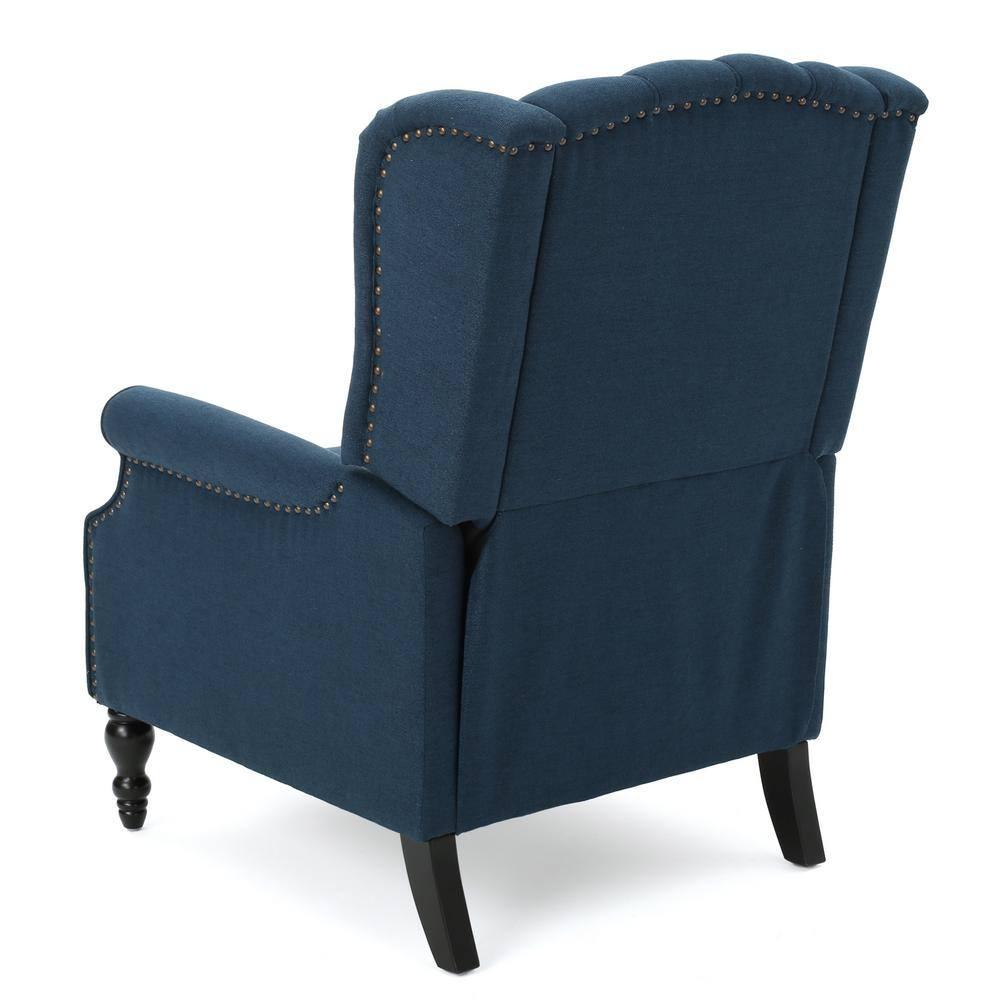 Noble House Walter Fabric Pushback Recliner, Set of 2, Blue