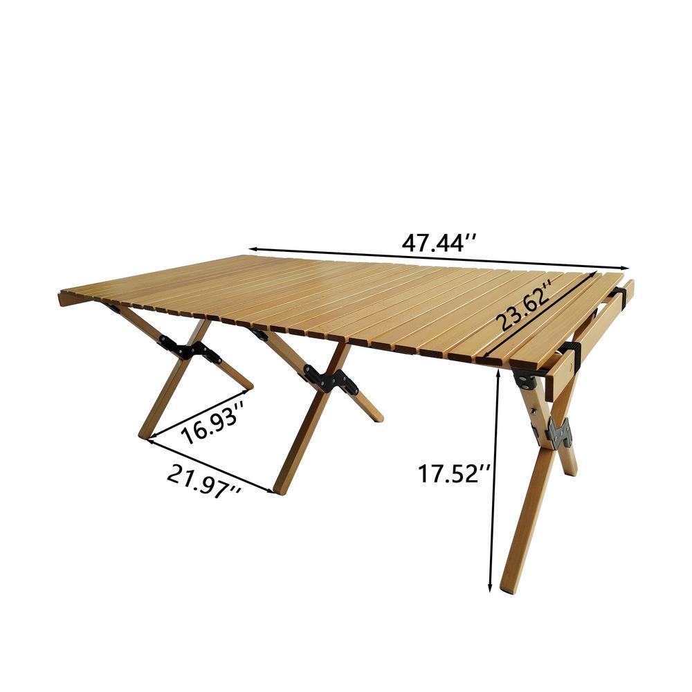 Multi-Function Wooden Foldable Portable Patio Dining Table, Naturalindoor And Outdoor Universal ,Natural